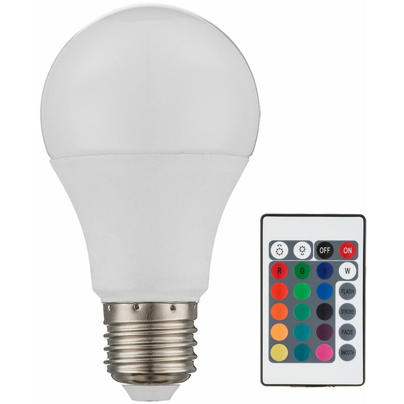 Source De Lumière Ampoule Led Rvb Blanche Lampe Moderne Télécommande Dimmable Forme Sphérique Changement De Couleur, 1x Douille Led E27 4w 470lm