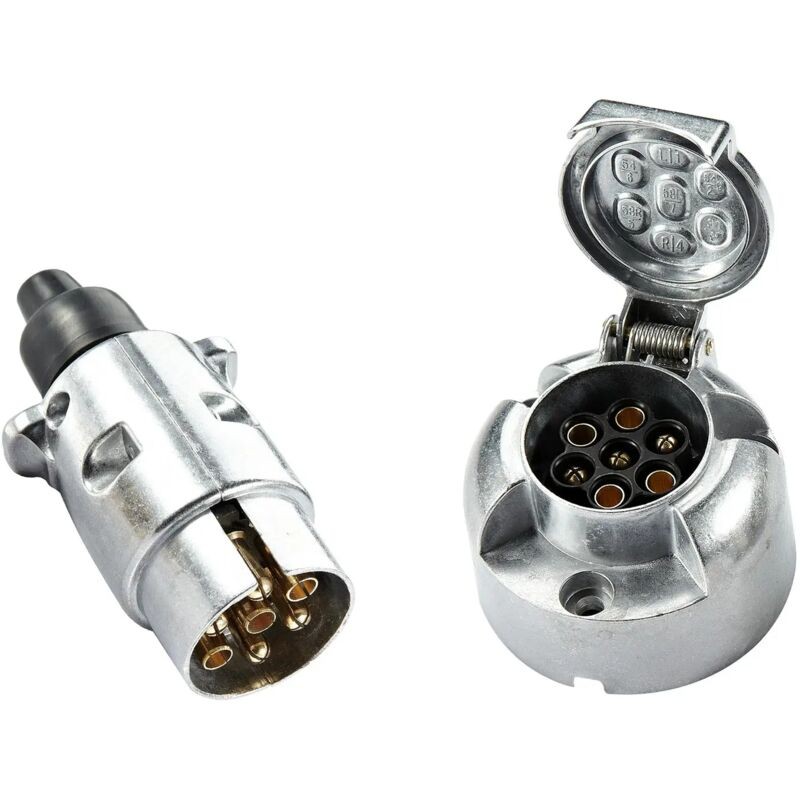 Keyoung – Prise Remorque 7 Broches Étanche 12v – Alliage Aluminium – Connecteur Pour Camion, Caravane, Bateau – Installation Facile