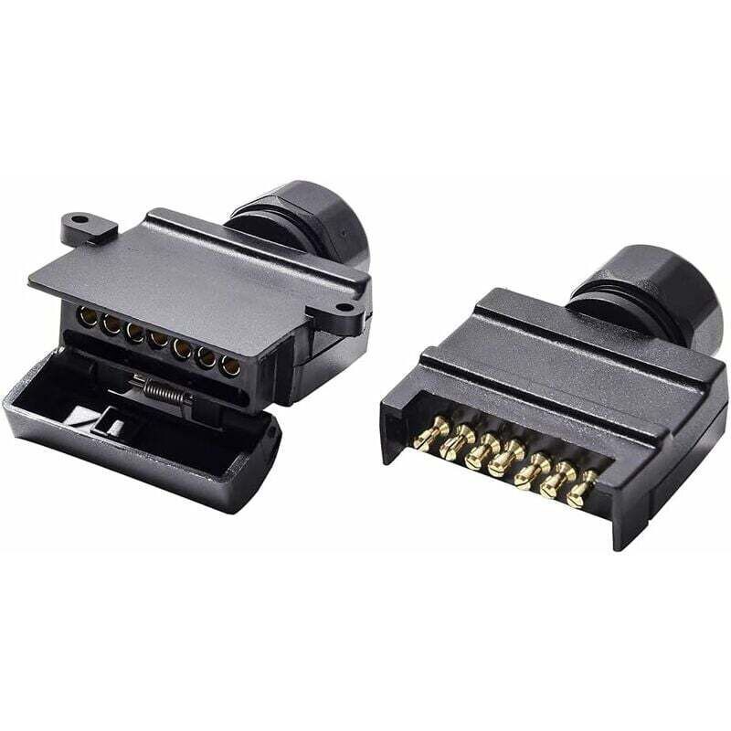 – Connecteur Plat De Remorque Étanche 7 Broches Mâle Et Femelle 12 V – Imperméable Et Résistant À La Corrosion – Compatible Remorques Australiennes