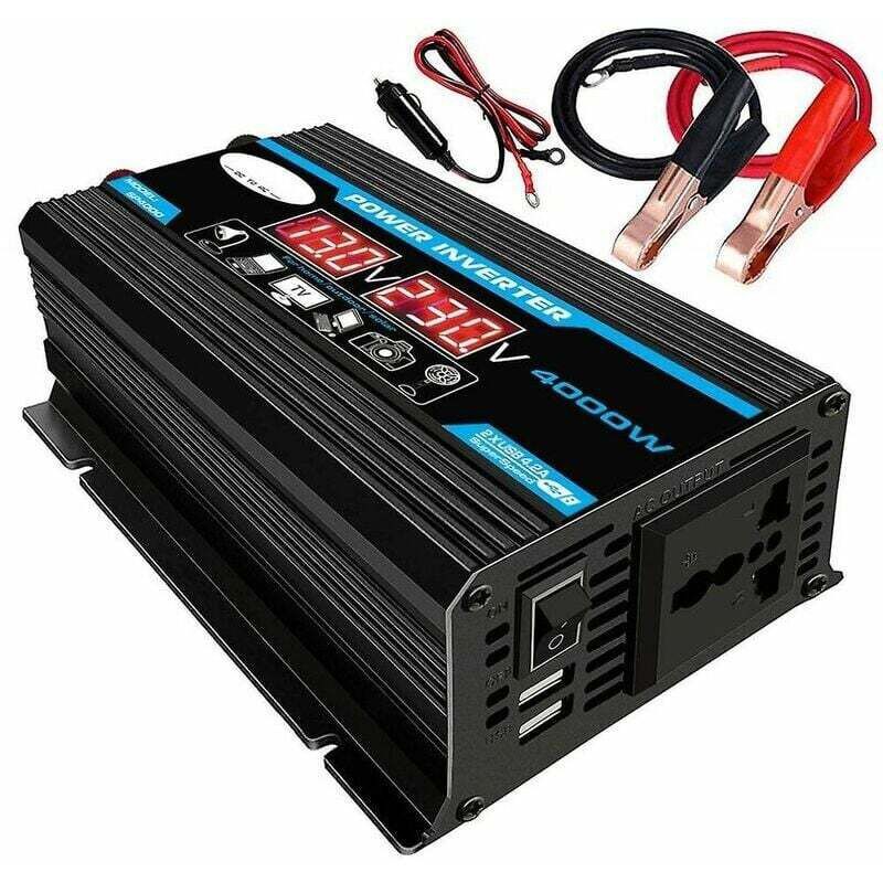 4000w Convertisseur Pur Sinus 12v 220v Onduleur Sinusoïdale Transformateur Avec Télécommande Sans Fil Écran Led 2 Port Usb Pour Voiture Camping Voyage
