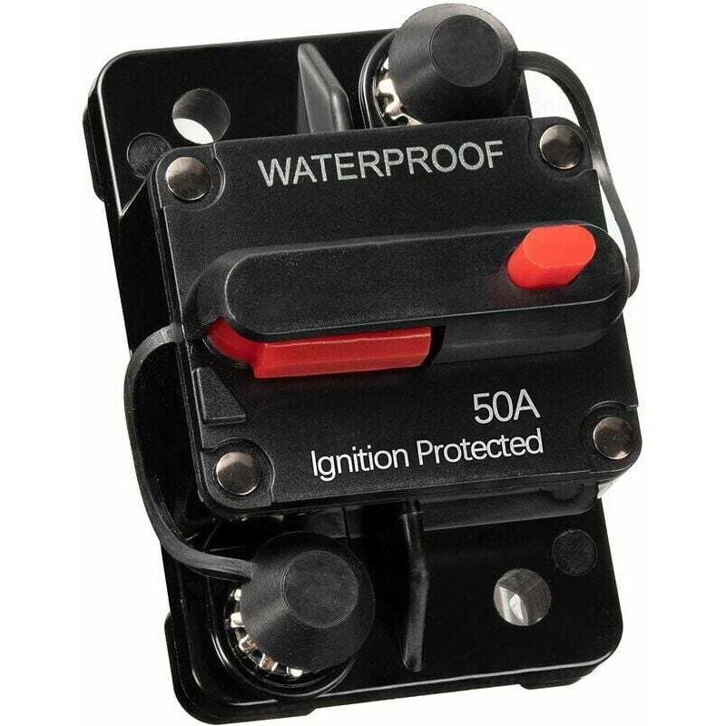Disjoncteur De Voiture Étanche De 50a Pour Systèmes 12v-48v Dc, Avec Un Porte-fusible À Réinitialisation Manuelle, Adapté Aux Bateaux Et Voitures.