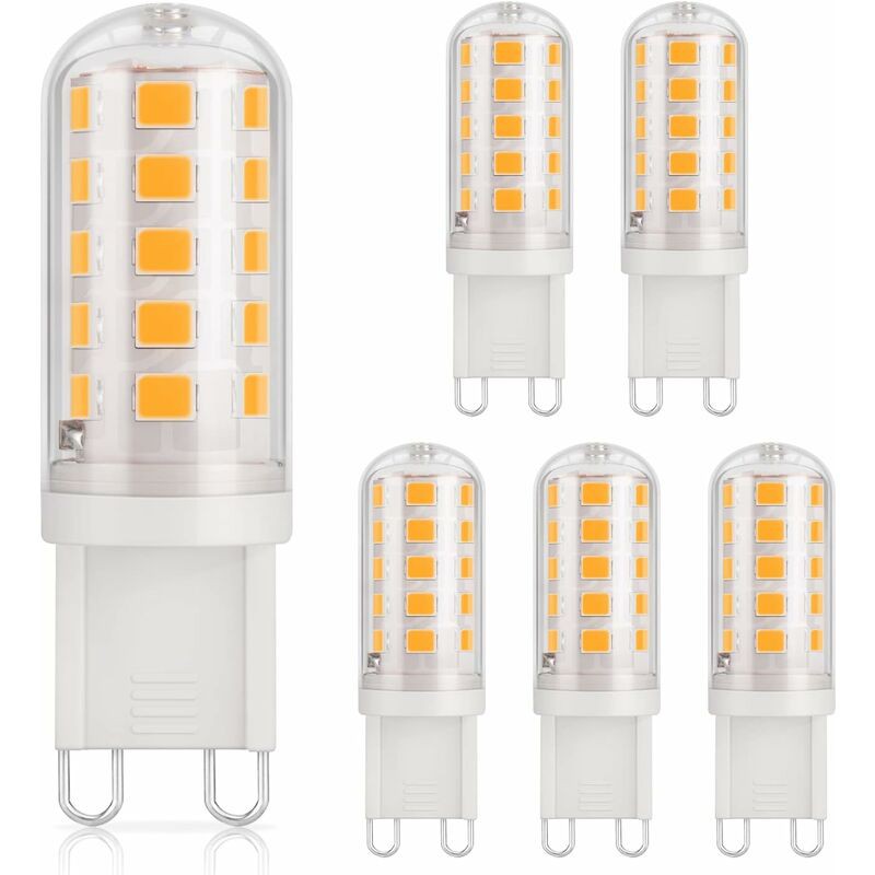 6pcs Ampoule Led G9 3w, 430lm, Equivalent 40w Halogène, Blanc Chaud 3000k, 220-240v, Cri 85, Non-dimmable, Économie D'Énergie, Base En Céramique,