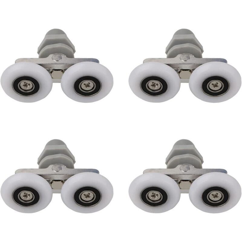 Serbia – Roulettes Doubles Pour Porte De Douche 19mm – Alliage Aluminium Et Abs – Épaisseur Verre 4 À 6mm – Lot De 4 Rouleaux De Rechange