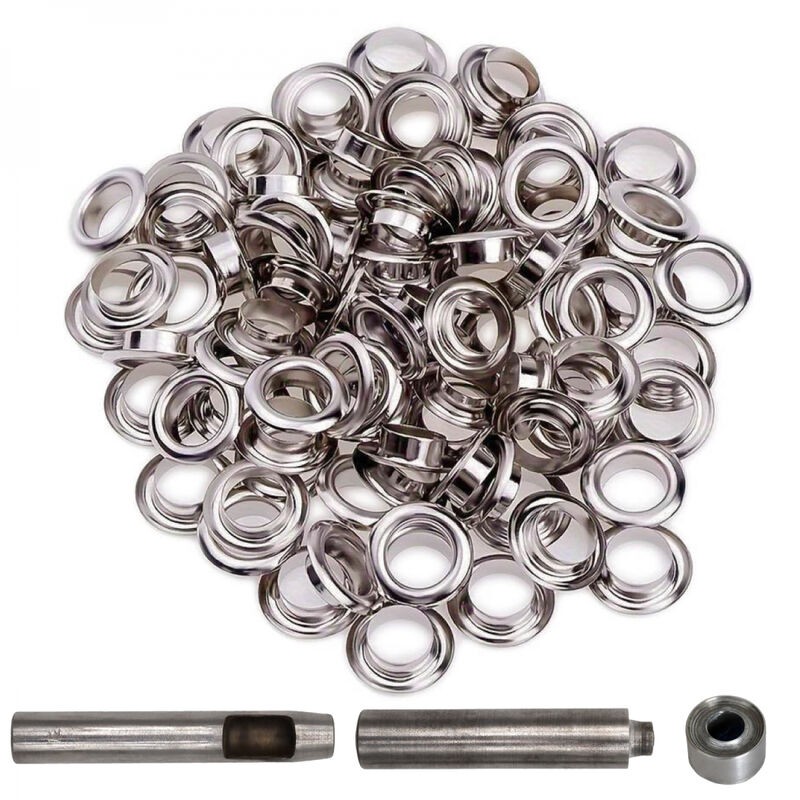 Linxor – Kit De 100 Œillets En Métal 12mm – Résistance À La Corrosion – Outils De Pose Inclus – Pour Toile, Carton Et Caoutchouc