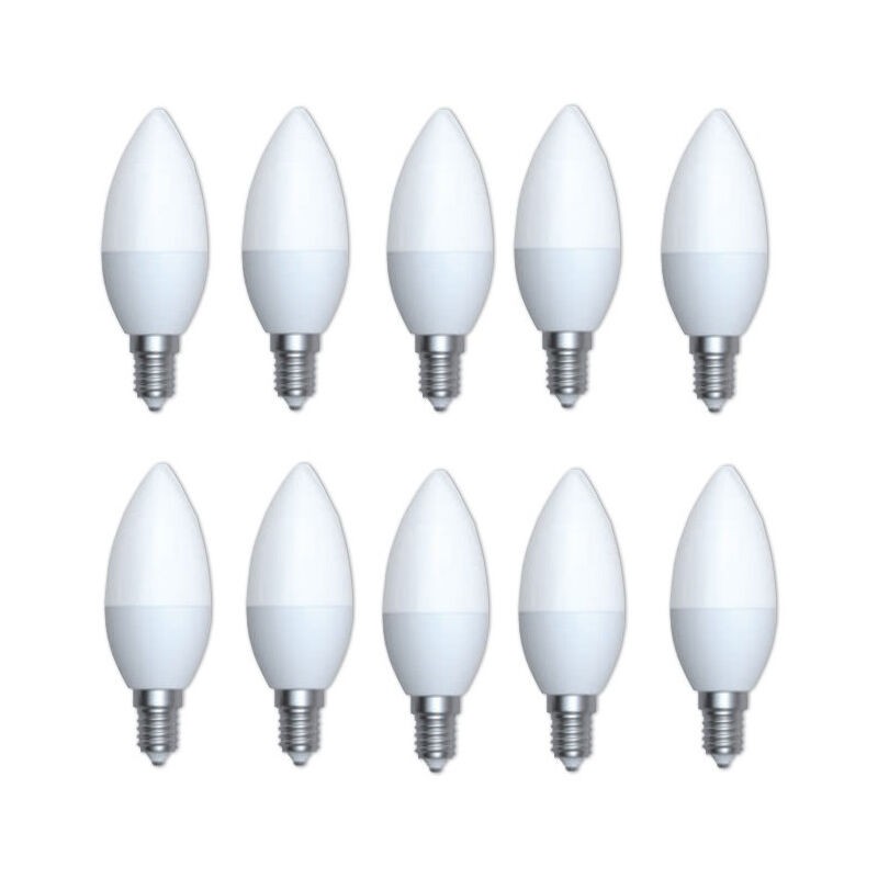 Lot De 10 Ampoules Led 6w Flamme Lumiere Chaud 2700k 470lm Culot E14 230v Opaque Non-dimmable Ledflamme6w