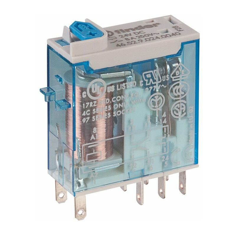 Relais Miniatures Industriels Cosses Dc 24 V Faston 2rt 8a - Série 46 - Finder