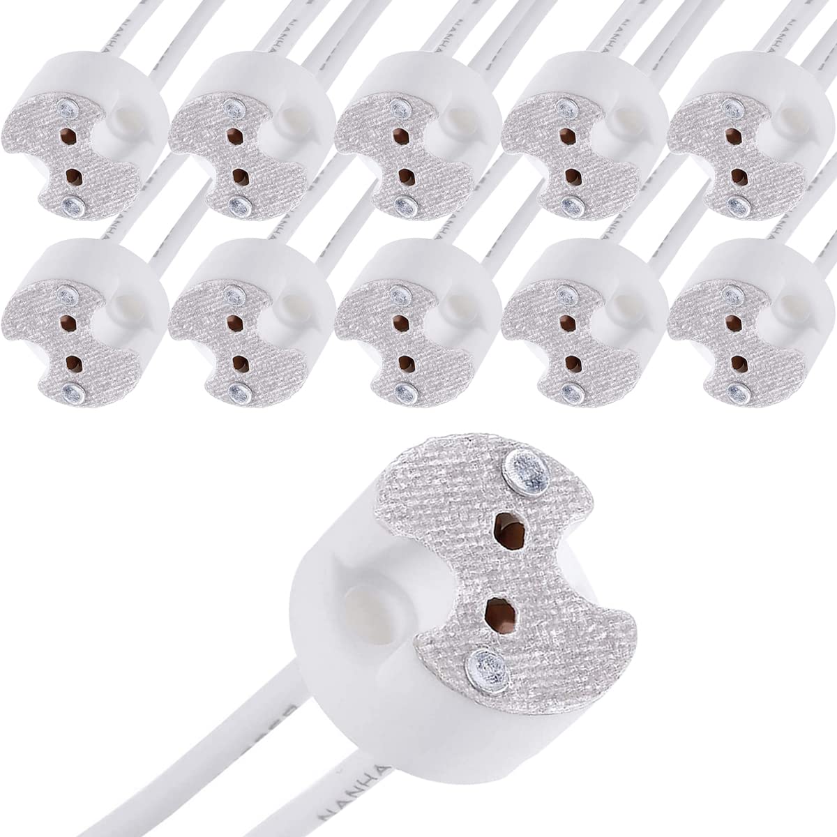 Gu5.3 Mr16 Fassung – 10er-pack – Hochtemperaturkeramik – 12-v-halogen-/led-lampenfassung – Für Innenbeleuchtung Und Strahler – 0,75 Mm² Kabel