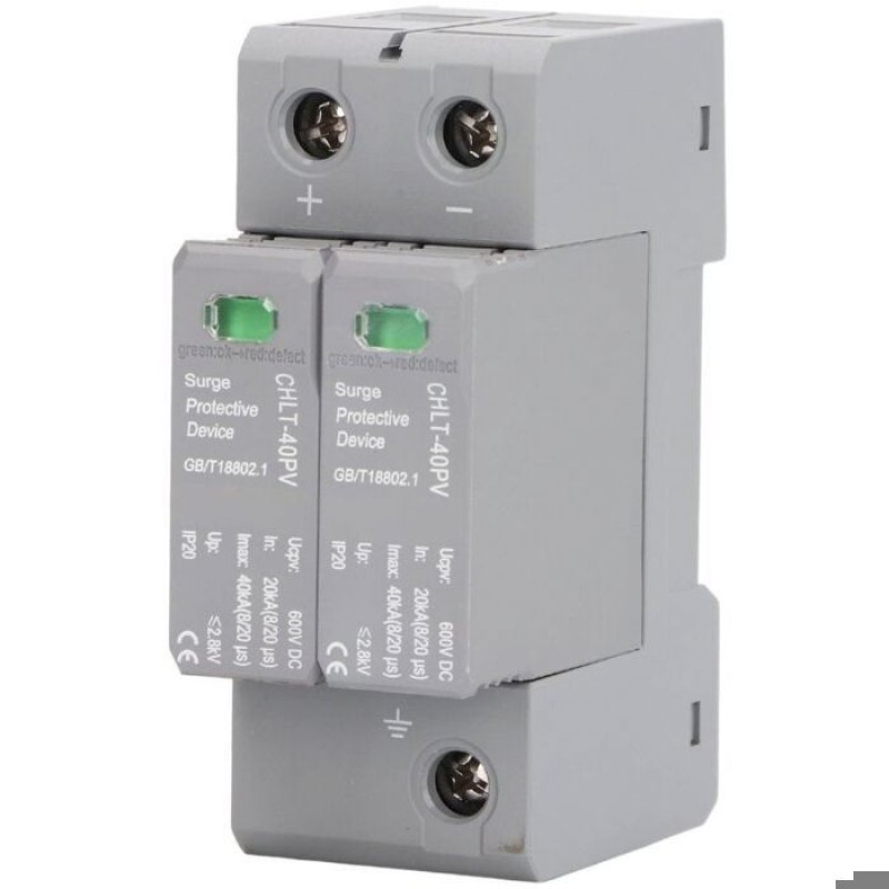 Gleichstrom-überspannungsableiter – 2-polig – 600 V Dc – Überspannungsschutz Bis 20 Ka – Schutzpegel Bis 2,8 Kv – 36-mm-schienenmontage