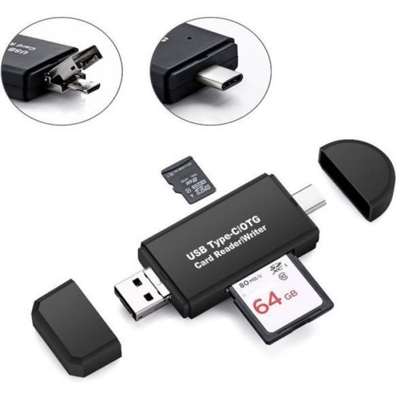 Speicherkartenleser – Typ C – 3-in-1 – Usb 2.0 – Micro-usb – Android-kompatibel