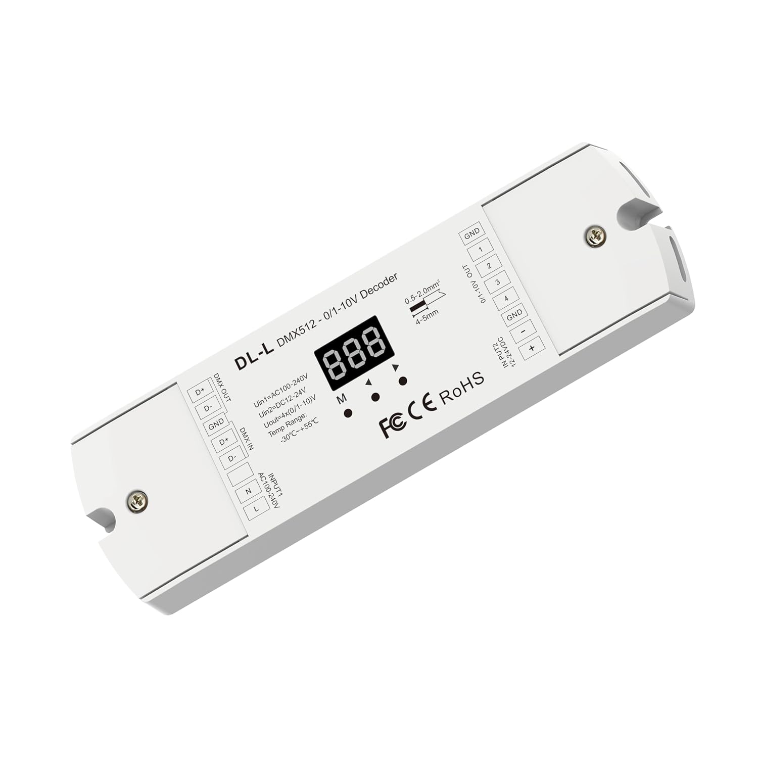 4-kanal-dmx512-controller – 0–10-v-signalwandler – Rgbw-led-digitalanzeige – Standalone- Oder Zentraler Steuermodus – Für Innen- Und Außenbeleuchtung