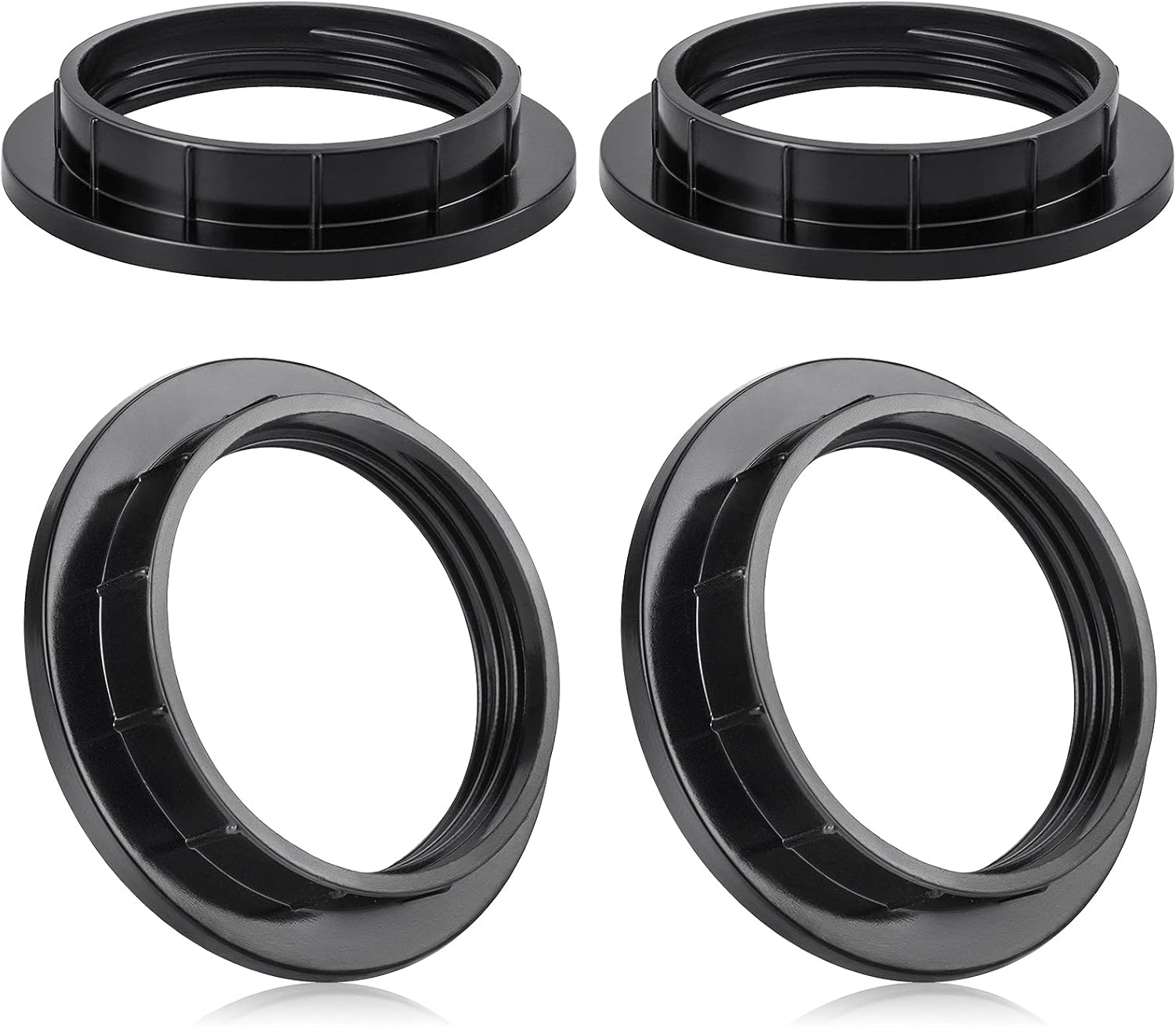 E27 Befestigungsring – 4er-pack – Robustes Schwarzes Kunststoff – Für Lampenschirme Und Fassungen – Wohnzimmer, Schlafzimmer, Büro – Durchmesser 39 Mm