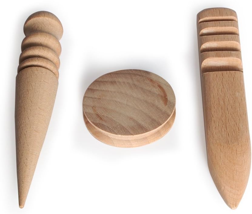 Abgerundeter Holzglätter – 3er-set – Massives Braunes Holz – Werkzeug Zur Lederbearbeitung – Für Bastelarbeiten Und Kreative Hobbys – 15 Cm