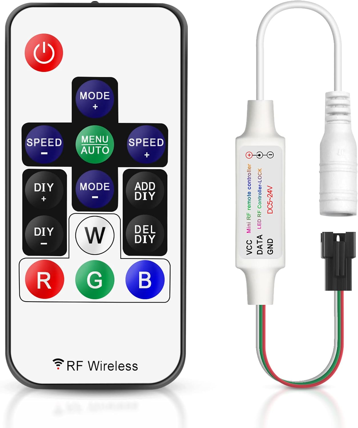 Rgb-led-controller Und Funkfernbedienung – 14 Tasten – Dc 5–24 V – 2048 Pixel – Für Ws2811/ws2812b-streifen – Kompaktes Schwarz