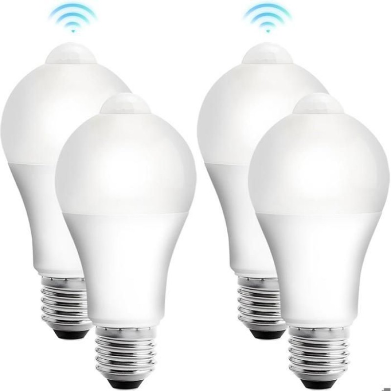 4er-pack E27-led-lampen Mit Bewegungsmelder, 12-w-e27-led-lampen Mit Pir-bewegungsmelder, Kaltweiß (6500 K)