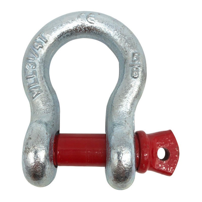 D-work 5/8" Hochfester Verzinkter Stahl-bügelschäkel Mit Schraubbolzen, Cu: 3250 Kg, 5/8" Gewinde, Koeffizient 5,1
