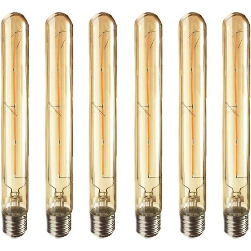 6er-packung, E27-sockel-led-glühbirne Im Retro-edison-stil, Lange Led-röhre Aus Getöntem Glas, T30, 4 W, 2700 K