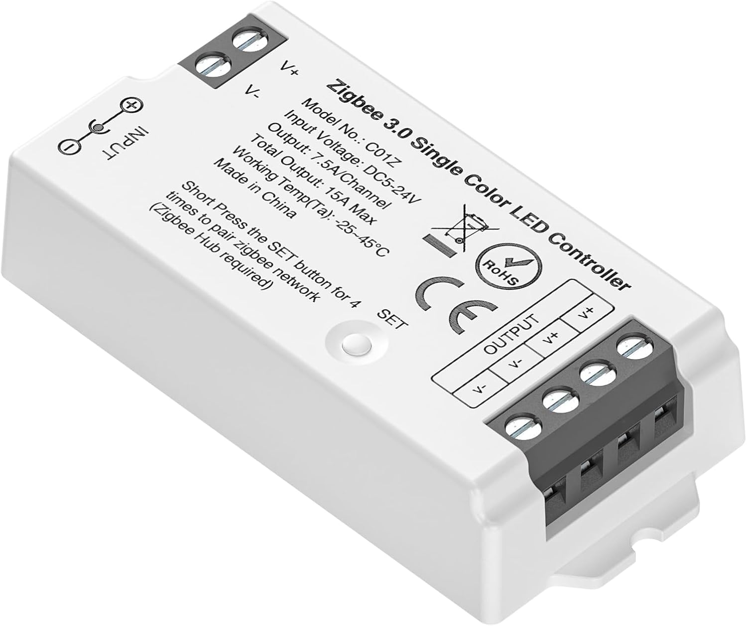 Zigbee 3.0 Led-controller – 1 Stück – Monochrom Pwm – Kompatibel Mit Alexa Und Google – Wohnzimmer Und Küche – Dc 5 V/12 V/24 V