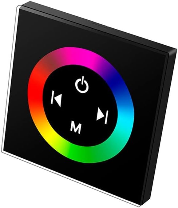 Rgb-touch-led-controller – 1 Stück – Gehärtetes Glas – 288-w-dimmer – Innen/außen – Schwarz 86 X 86 Mm