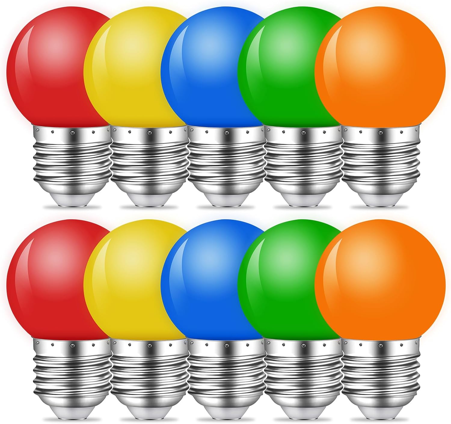 E27 Farbige Led-lampen – 10er-pack – G45 Mehrfarbiges Glas – 1 W Dekorative Beleuchtung – Partys Und Innenräume – Rot, Grün, Blau, Gelb, Orange