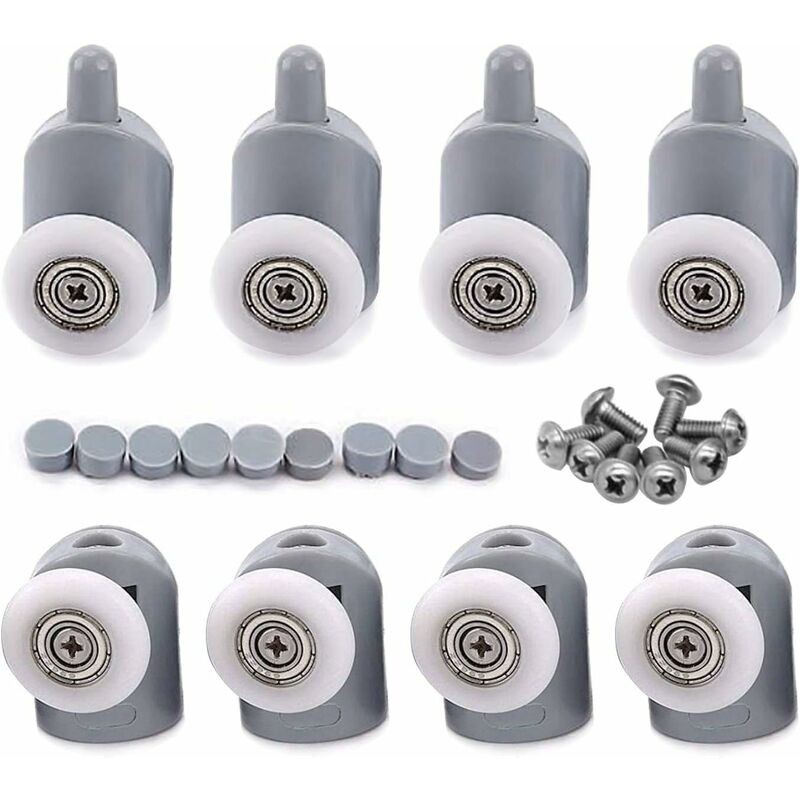 8x Galet Ajustables Dual Rouleau Roulette Roue Porte Douche Salle De Bain 25mm