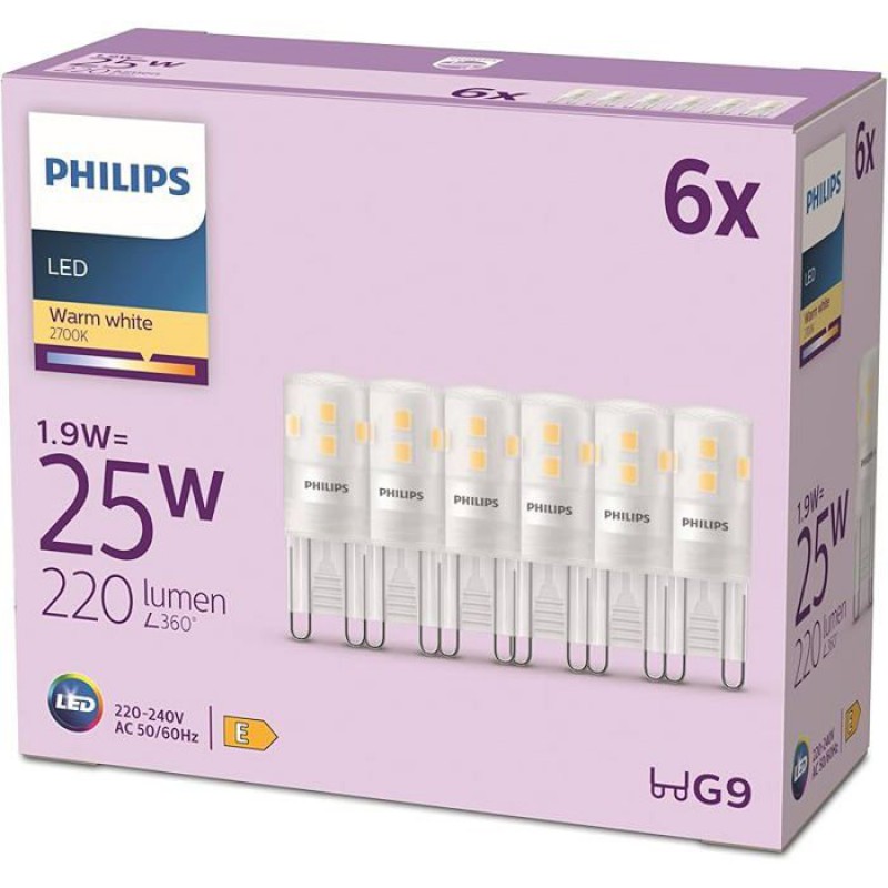 Philips Led-standardlampe, Entspricht 25 W Halogen G9, 2700 K Warmweiß, 6er-pack, Led-karte Der Neuen Generation