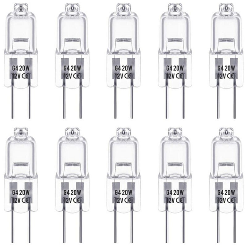 Ampoules Halogènes G4 20w 12v, Type T3 Jc, 2 Broches, Dimmable – Pour Éclairage Paysager, Sous Meuble, Puck Light Et Track Lighting – Lot De 10 –