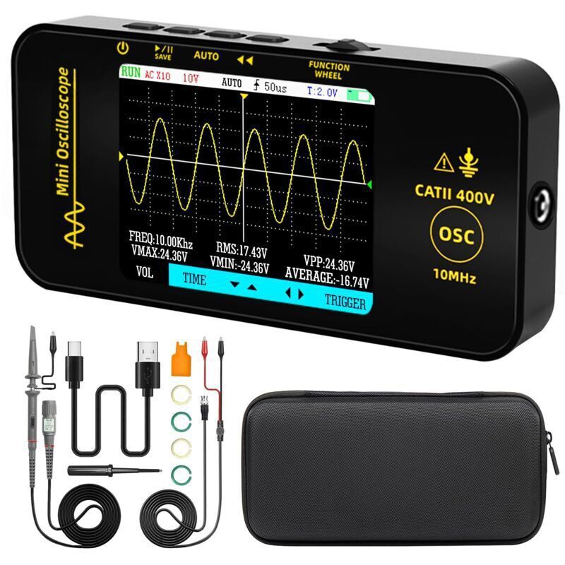 Mini Oscilloscope Numérique De Poche 10mhz Bande Passante 48msa/s Échantillonnage Oscilloscope Portable Rechargeable Ultra Mince Avec 3,2 Pouces