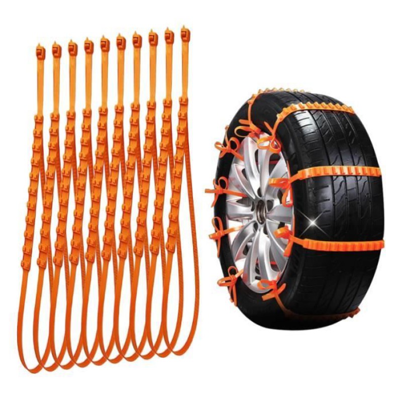 Universelle Autoschneeketten – 10 Stück – Orange – Anleitung