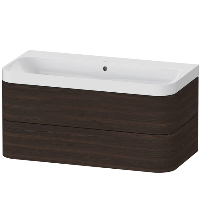 Duravit Möbelwaschtisch Happy D.2 Plus 97,5x49cm, o. HL, Nussb geb., 2 Schubk.