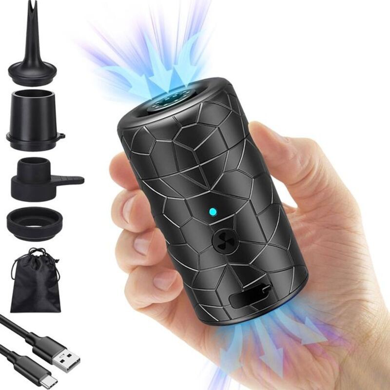 Gonfleur Électrique De Matelas 4000 Mah Pompe À Vide Portable 2-en-1, Petite Pompe Avec 4 Buses D'air Et Sac De Rangement(noir)