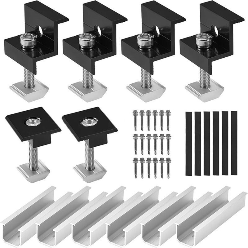 Montagesatz Für Solarmodule, 6-teiliges, 12 Cm Langes, Verstellbares Aluminium-schienensystem Zur Montage Von 30-35 Mm Solarmodulen