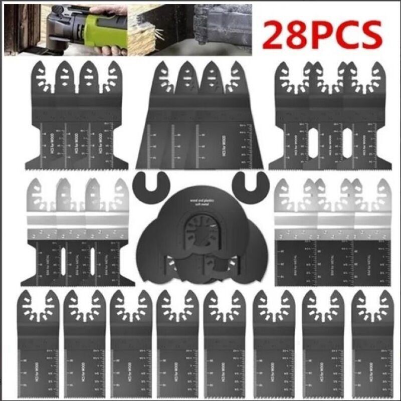 28 Accessoires D'Outils Oscillants Multifonctions Lame De Scie Univers Pour Parkside Dewalt Ryobi Bosch Couper Les Coins De Bois/métal/plastique - 2