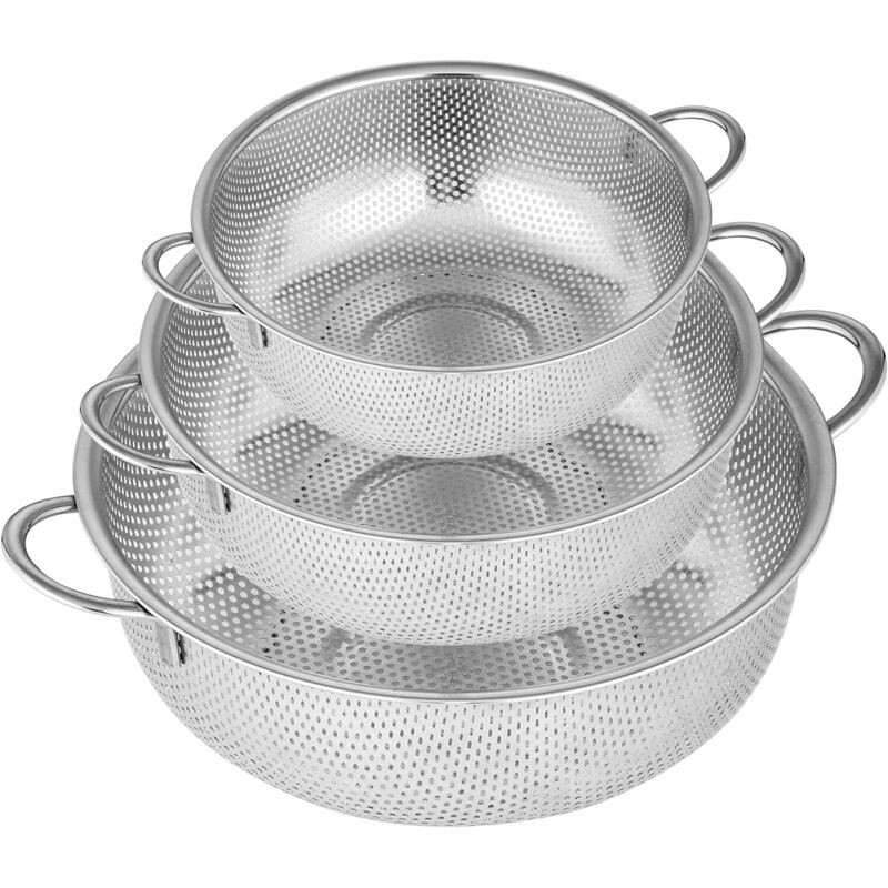 Passoire Cuisine En Acier Inoxydable, Lot De 3 Pièces Passoire Pliable, Micro-perforées Avec Poignées Pour Le Rinçage, Ecoulement Idéal Pour Les