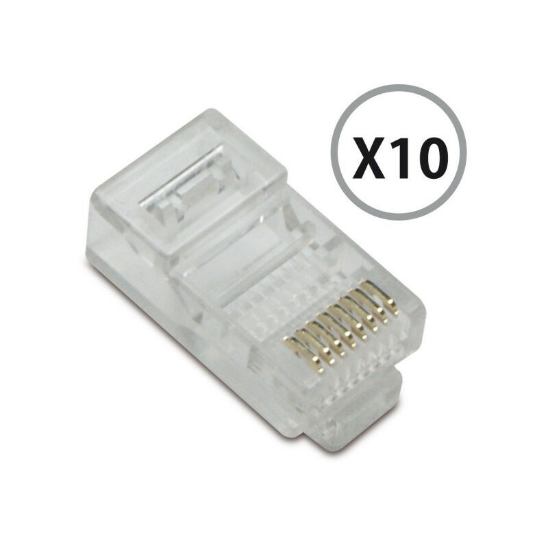 Fiche (lot De 10) Rj45 Mâle À Sertir Contacts Dorés - Fiche (lot De 10) Rj45 Mâle À Sertir Contacts Dorés