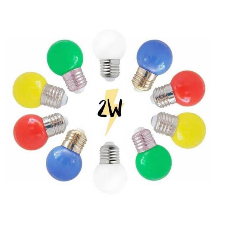 2w Mehrfarbige Led-bistrolampen E27 Kunststoff 10er-packung Professionell
