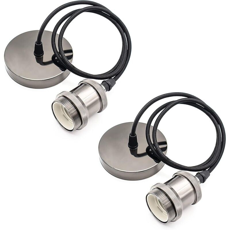 Lot De 2 Douille Suspension Support De Lampe E27 Avec Câble Textile Réglable 100cm Câble De Suspension Pour Éclairage Au Plafond Salon Chambre Cuisine
