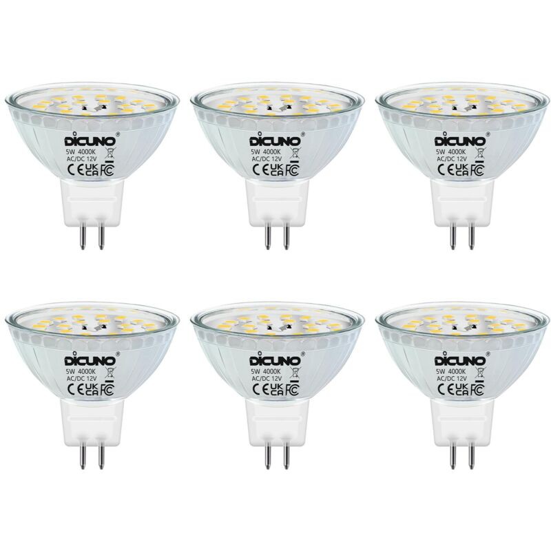 Ampoule Led Gu5.3 Mr16 5w, Blanc Neutre 4000k, Non Dimmable, 12v Ampoules Led Spot Gu 5.3, Équivalent Halogène 50w, 500lm, Angle De Faisceau 120 °,