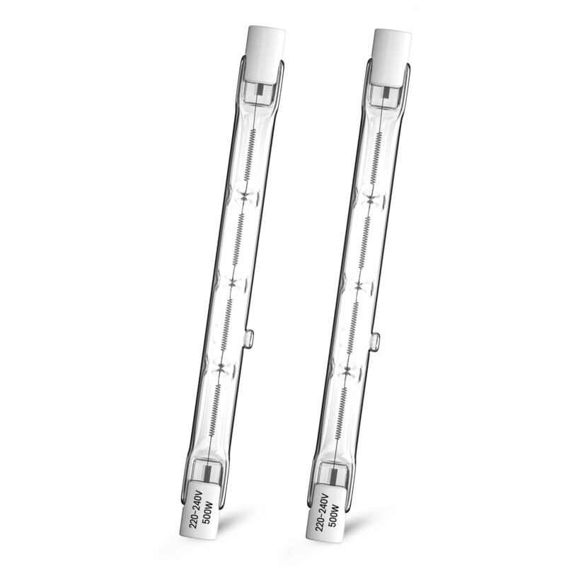 Lot De 2 R7s Ampoule Halogène Crayon 500w 118mm, Ampoule Halogène Dimmable Blanc Chaud 2800k, T3 J118 Ampoule Projecteur Linéaire À Double Extrémité,