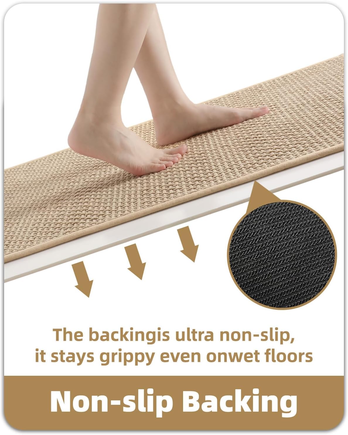 Tapis De Bain Jeiibrzui Beige - 40 X 60 Cm - Tapis De Bain Doux En Microfibre Avec Texte Arc-en-ciel - Tapis De Douche Antidérapant Et Absorbant Pour