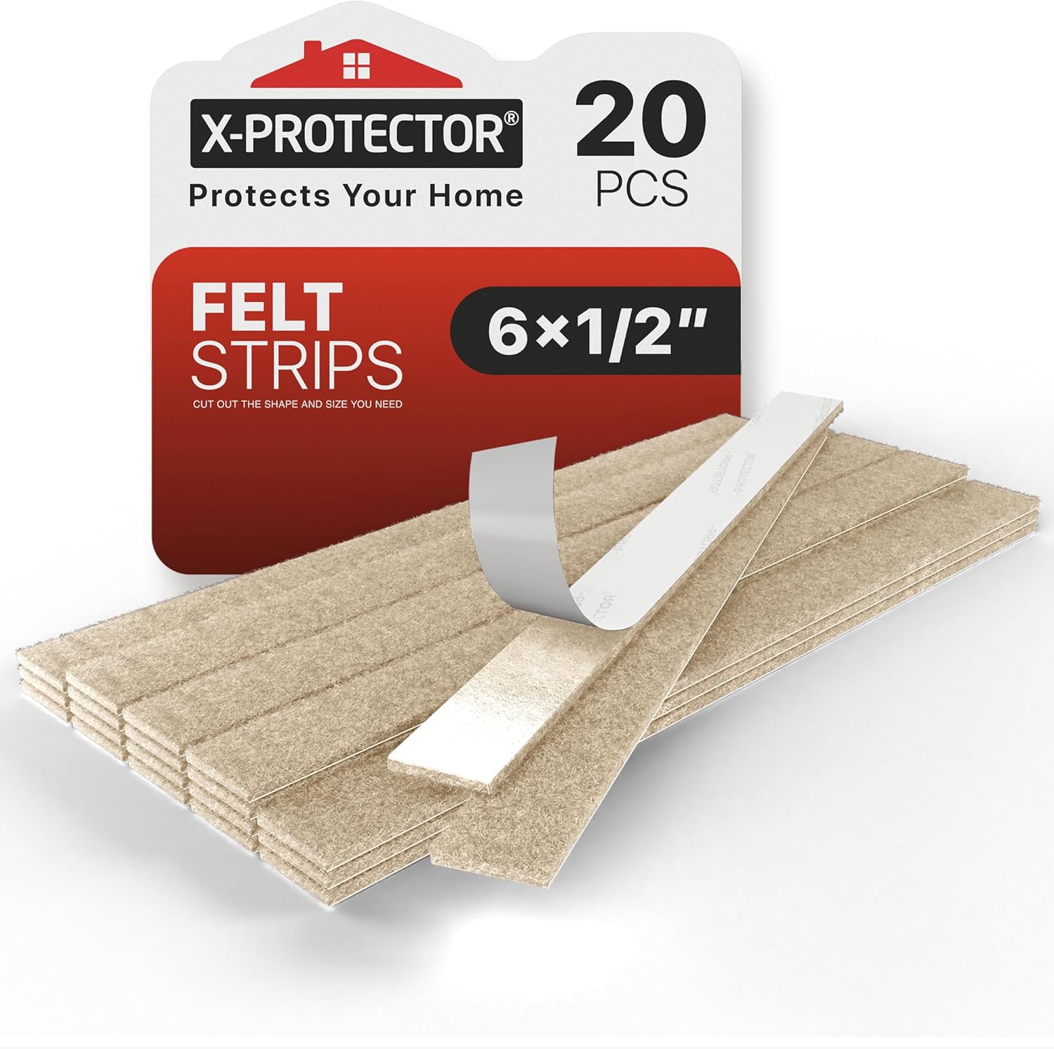 Selbstklebende Filzgleiter – 20 Stück – Hochdicht, Beige – Zuschneidbar Und Als Bodenschutz – Für Stühle Und Möbel – 152 X 12,7 Mm