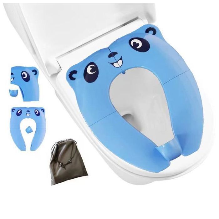 Faltbarer Kinder-toilettensitzverkleinerer – 1 Stück – Kunststoff – Panda-design – Für Reisen Und Zuhause – Blau