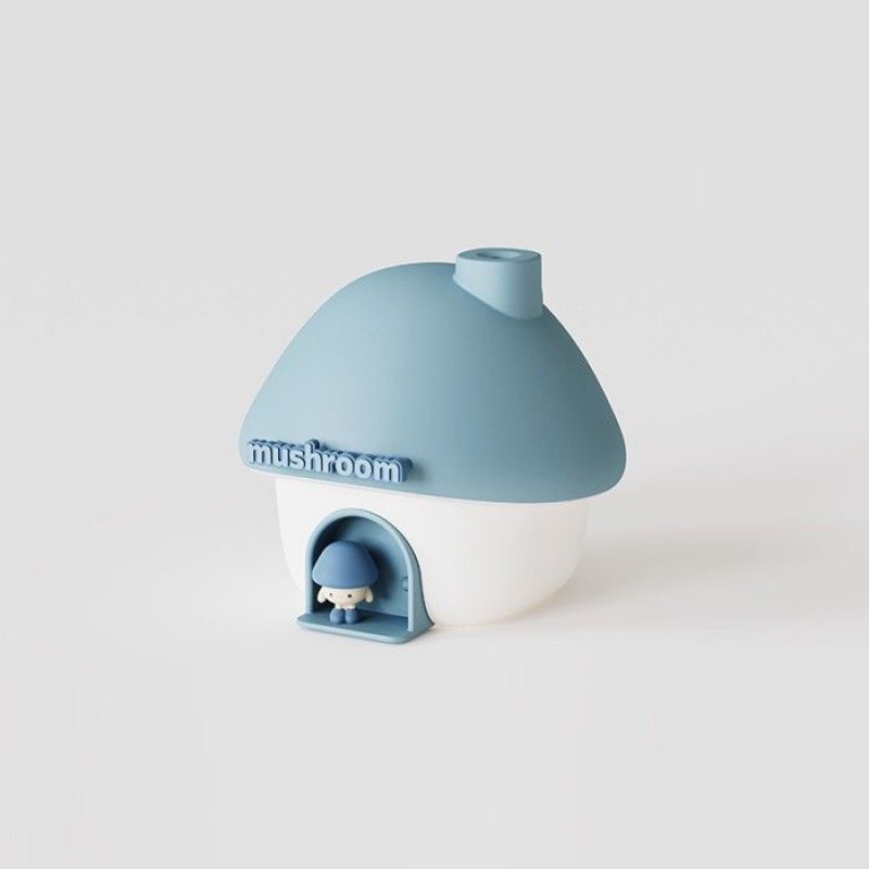 Dieser Blaue, Pilzförmige, Kabellose Luftbefeuchter Verfügt Über Ein Mini-nachtlicht Und Eignet Sich Für Büros Und Wohnungen.
