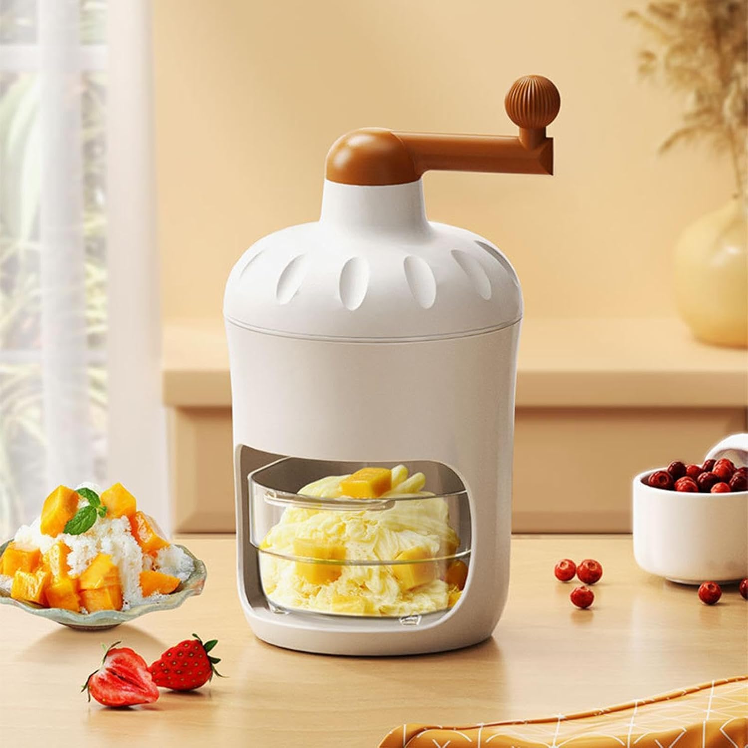 Broyeur À Glace Manuel Jeiibrzui - Design Compact Et Portable - 2 Bols Inclus - Idéal Pour Granités, Cocktails Et Fêtes - Bleu