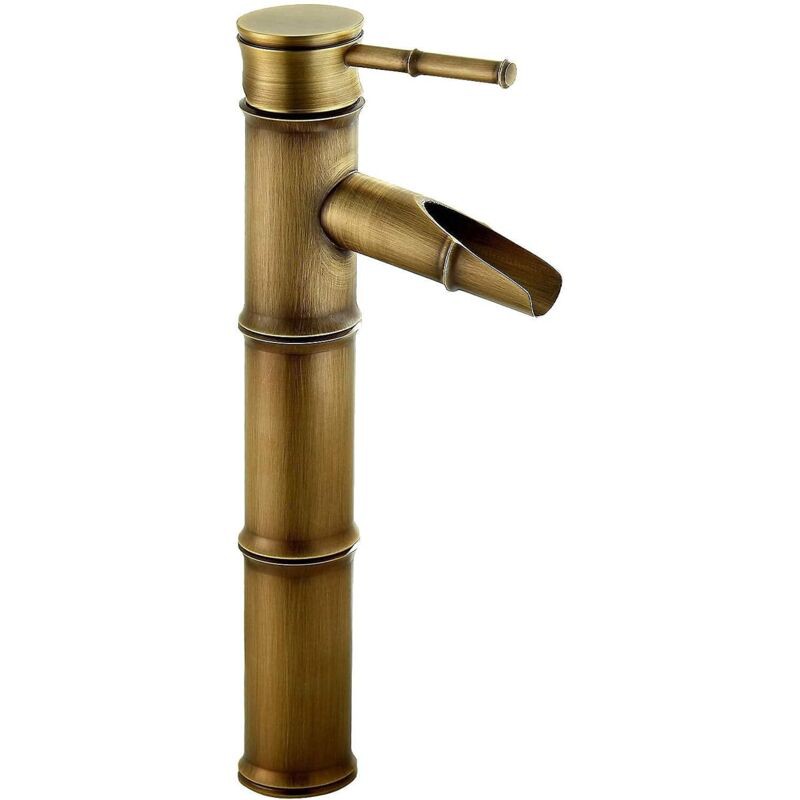Mitigeur Cascade Lavabo En Bronze – Robinet Haut Avec 3 Joints – Débit Fluide Eau Chaude Et Froide – Design Moderne Pour Salle De Bain