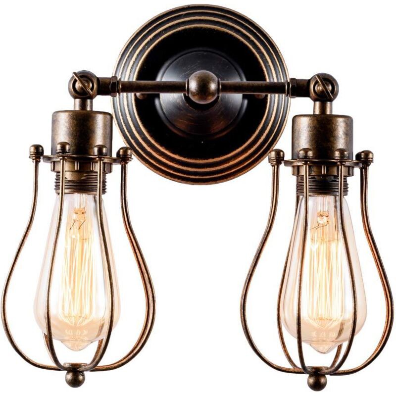 Applique Murale Industrielle Vintage Lampe 2 Lumières Retro Pour Maison De Café Loft Cuisine Salon Et Chambre D'Hôtel (bronze)