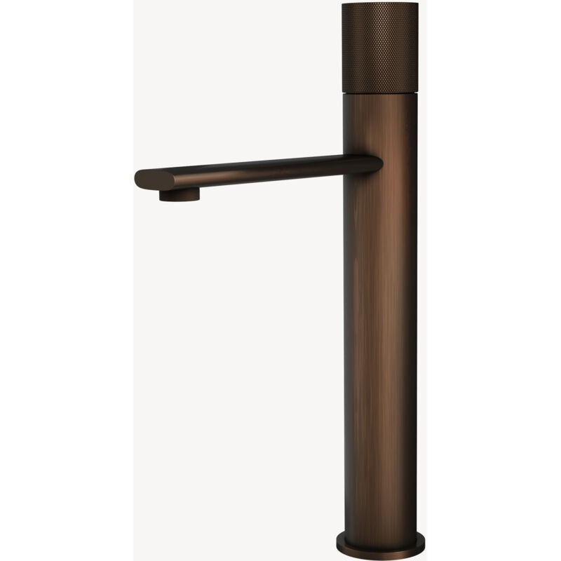 Mitigeur De Lavabo En Laiton Bronze À Poser – Poignée Unique – Hauteur 335 Mm – Hauteur Sous Bec 240 Mm – Monotrou Pour Installations Standard –