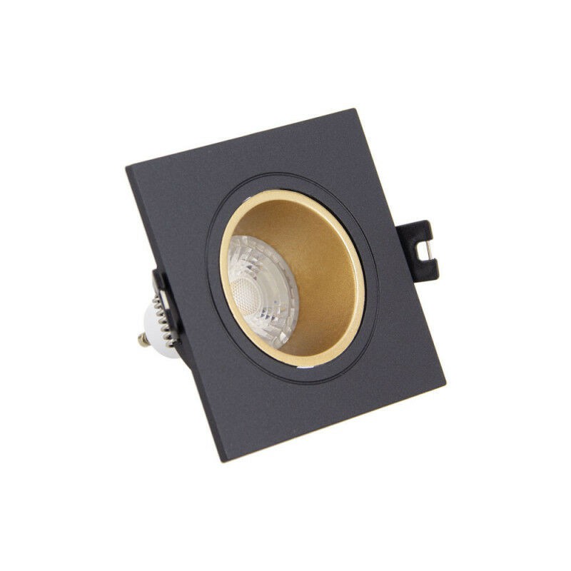 Gu10 50w 2700k Quadratischer Verstellbarer Strahler, Schwarz Und Gold, Ip20 - Gu10 50w 2700k Quadratischer Verstellbarer Strahler, Schwarz Und Gold,