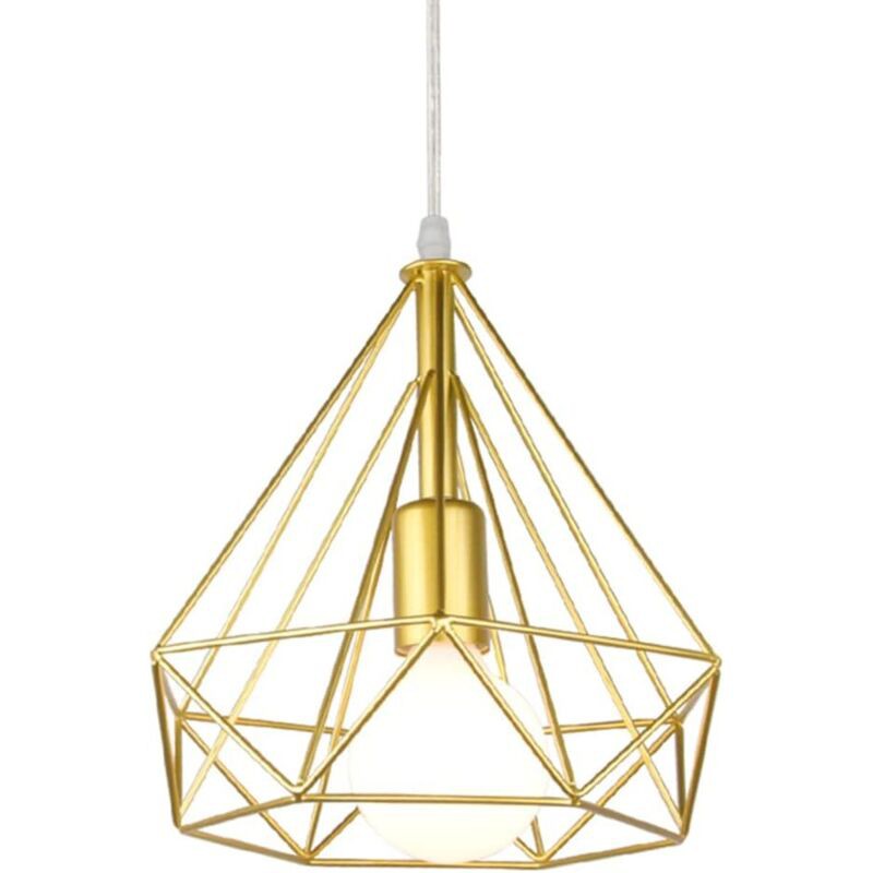 Vintage Industrie-pendelleuchte, Kronleuchter, Lampenschirm, E27 Edison-fassung, Deckenleuchte, Metall, Ø25cm, Gold (leuchtmittel Nicht Enthalten)