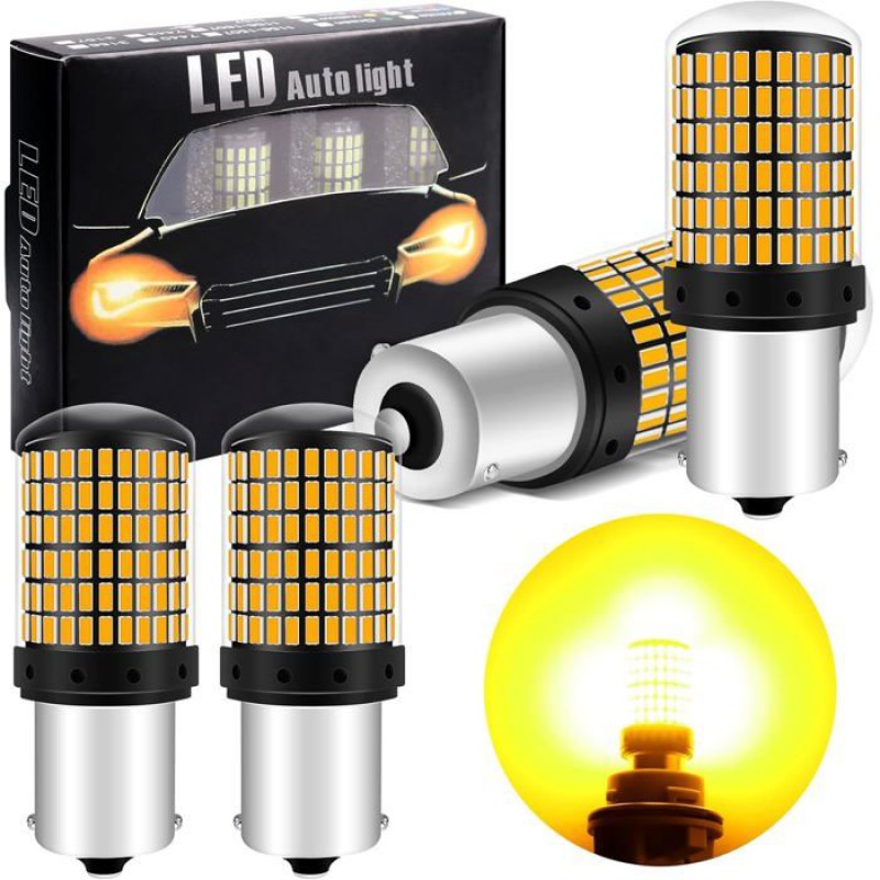 Gelbe Led-lampe – 21 W – Bernstein – 1500 Lumen – 12–24 V Dc – 4er-pack – Kompatibilität: 1156, Ba15s, P21w