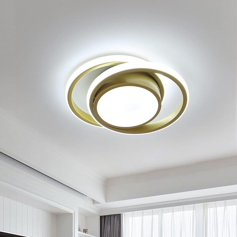 Runde Led-deckenleuchte, 32 W, 2350 Lm, Moderne Deckenleuchte Für Flur, Schlafzimmer, Badezimmer, Küche, Wohnzimmer, Durchmesser 27 Cm – Gold – 6500